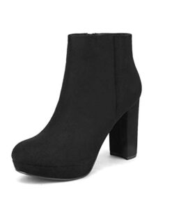 DREAM PAIRS Womens Stomp Black High Heel Ankle Bootie Size 7 B(M) US