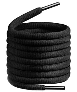 BIRCH’s Oval Shoelaces 27 Colors Half Round 1/4″ Shoe Laces 4 Different Lengths (45.5″ (115cm) – L, Black)