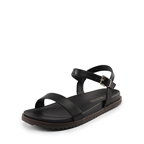DREAM PAIRS Women’s SDFS2311W Cute Open Toe One Band Arch Support Comfort Flat Sandals for Summer Black Size 8