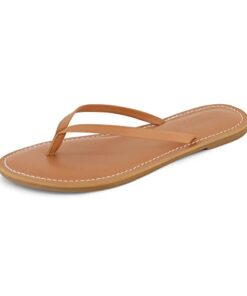 CUSHIONAIRE Women’s Cora Flat Flip Flop Sandal with +Comfort, NATURAL 7