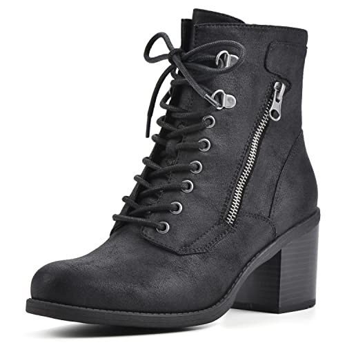 WHITE MOUNTAIN Shoes Dorian Women’s Lace-up Boot, Black/Fabric, 7.5 M