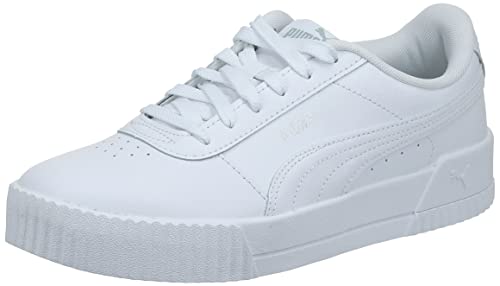 PUMA Women’s Carina Sneaker, White White Silver, 7 M US