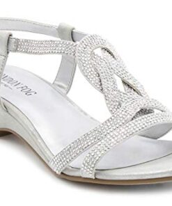 LONDON FOG Womens Macey Demi-Wedge Dress Sandals Silver 8 M US