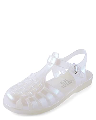 The Children’s Place Girls Jelly Fishermen Sandals, Holographic, 1 Big Kid