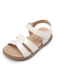 DREAM PAIRS SDSD223K Unisex-Child Classic Open Toe Flat Summer Dress Sandal White/Pu – 9 Toddler