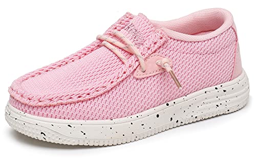 Apakowa Kids Boys Girls Slip-On Casual Loafers Walking Shoes Comfortable & Lightweight (Toddler/Little Kid) Pink