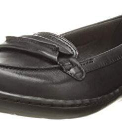 Clarks Women’s Ashland Bubble Slip-On Loafer, Black, 10 W US