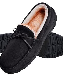 Amazon Essentials Men’s Warm Plush Slippers, Black, 10