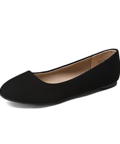 DREAM PAIRS Womens Ballerina Walking Flats Shoes, Black/Nubuck – 8 (Sole-Simple)