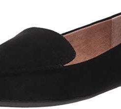 Amazon Essentials Women’s Loafer Flat, Black Faux Leather, 5