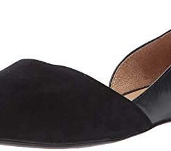 Naturalizer Womens Samantha Comfortable Pointed Toe D’Orsay Slip On Ballet Flat ,Black Suede Leather,8.5 M US