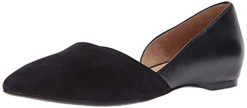 Naturalizer Womens Samantha Comfortable Pointed Toe D’Orsay Slip On Ballet Flat ,Black Suede Leather,8.5 M US