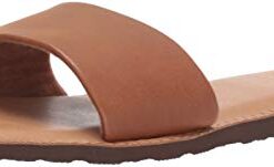 Volcom Women’s Simple Synthetic Leather Strap Slide Sandal, Tan, 8 B US