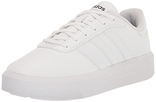 adidas Women’s Court Platform Skate Shoe, White/White/Black, 9