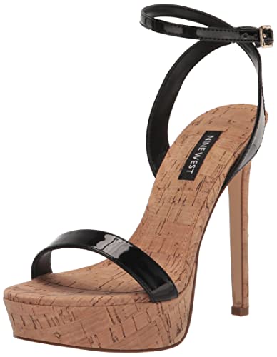 NINE WEST Women’s Gracey Heeled Sandal, Black 001, 7