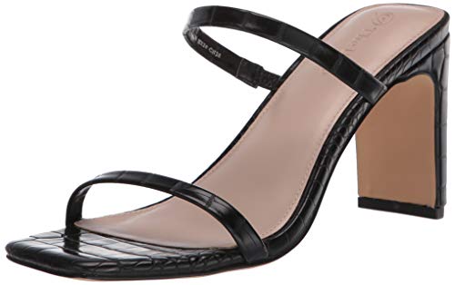 The Drop Women’s Avery Square Toe Two Strap High Heeled Sandal, Black, 8
