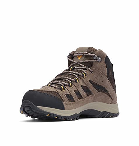 Columbia Men’s Crestwood Mid Waterproof Hiking Boot, Breathable, High-Traction Grip, 10 Regular US, cordovan, squash