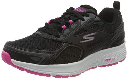 Skechers womens Sneaker, Black/Pink, 9 Wide US