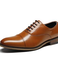 Bruno Marc Mens Lace Up Soft Cap-Toe Formal Dress Shoes, 2/Brown – 10 (Oxford)