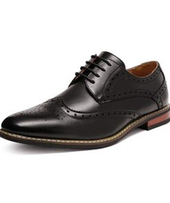 Bruno HOMME MODA ITALY PRINCE Men’s Classic Modern Oxford Wingtip Lace Dress Shoes,PRINCE-3-BLACK,10.5 D(M) US