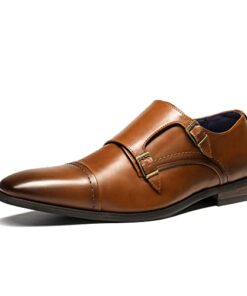Bruno Marc Men’s Dress Loafer Shoes Monk Strap Slip On Loafers Camel Size 9.5 M US Hutchingson_2