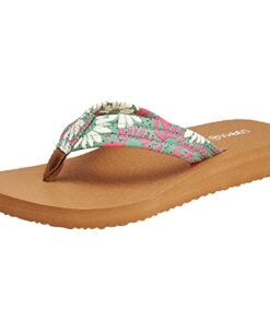 Ampeo Women’s Arch Support Flip Flops Comfortable Casual Summer Beach Thong Sandals,Green Floral,Size 8