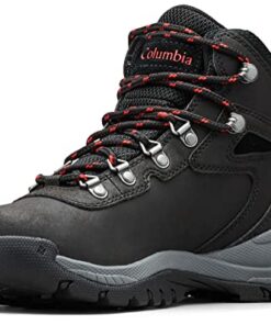 Columbia womens Newton Ridge Plus Waterproof Hiking Boot, Black/Poppy Red, 8.5 US