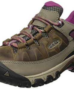 KEEN Women’s Targhee 3 Low Height Waterproof Hiking Shoes, Weiss/Boysenberry, 10