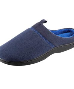 isotoner Men’s Slippers, Open Back Slip On with Gel Infused Memory Foam, Indoor/Outdoor Sole and Skid Resistance