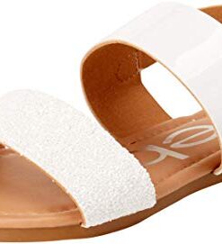 bebe Girls’ Sandal – Two Strapped Patent Leatherette Glitter Sandals (Toddler/Little Kid), Size 13 Little Kid, White