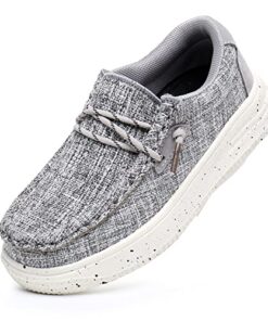 Blikcon Boys Girls Slip-On Casual Boat Shoes Light-Weight Lace Up Loafers(Toddler/Little Kid/Big Kid) Grey