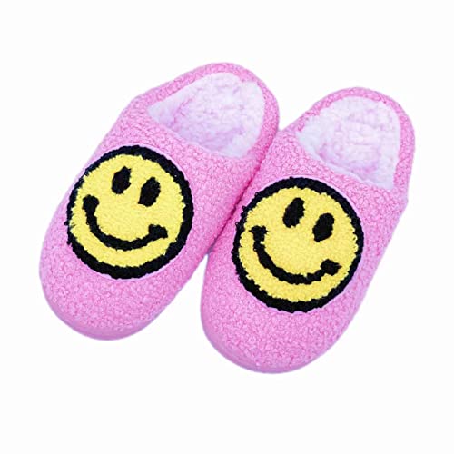 Jcgosmn Smile Face Kids Slippers Unisex-Child Toddlers House for Waterproof Sole Fuzzy Slide Boys Girls Slip-on Shoes Pink 3-4 Big Kid
