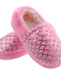 MIXIN Girls Slippers Mermaid Princess No-Slip Memory Foam Slippers Soft Rubber Sole House Shoes for Bedroom Indoor Outdoor Mermaid 11