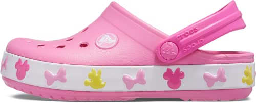 Crocs Kids’ Mickey Mouse Light Up Clog | Disney Light Up Shoes, Pink Lemonade/White, 2 Little Kid (Minnie Mouse)