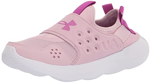 Under Armour Girls Runplay Sneaker, (603) Pink Fog/White/Strobe, 4 Big Kid