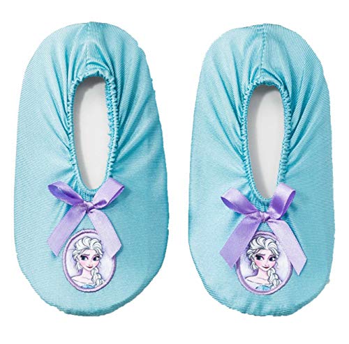 Disney Collection Toddler Girls Movie Frozen Anna & Elsa Slippers – (Blue Elsa, 3T-4T)