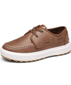 Bruno Marc Boy’s Boat Shoes Slip on Loafers Casual Dress School Shoes, Brown, Size 4, SBLS2336K