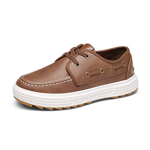 Bruno Marc Boy’s Boat Shoes Slip on Loafers Casual Dress School Shoes, Brown, Size 4, SBLS2336K