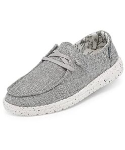 Hey Dude Women’s Wendy L Linen Iron Size 8 | Women’s Shoes | Women’s Lace Up Loafers | Comfortable & Light-Weight