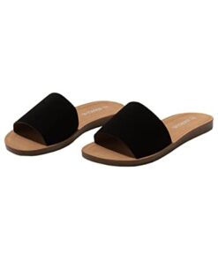 Soda Shoes Women Flip Flops Basic Plain Slippers Slip On Sandals Slides Casual Peep Toe Beach Efron-S Black Nub 8