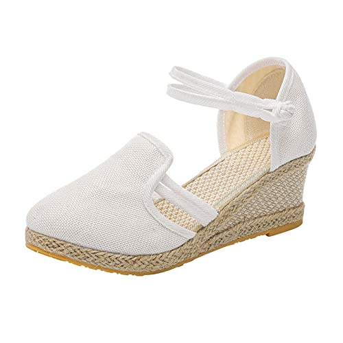 Aniywn Women’s Ankle Strap Closed Toe Espadrille Wedge Heels Sandals Comfort Slip On Dressy Summer Platform Wedge Sandals