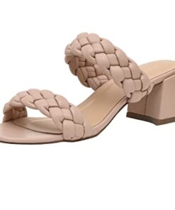 CUSHIONAIRE Women’s Onyx braided Heel Sandal +Memory Foam Wide Widths Available, Nude 6.5