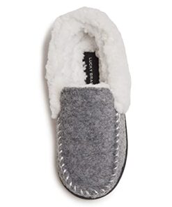 Lucky Brand Boy’s Faux Wool A-line House Shoes for Kids, Memory Foam Slippers, Grey/White, 2/3
