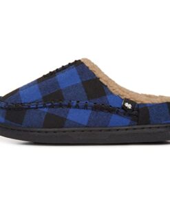 Lucky Brand Boys Buffalo Plaid Memory Foam Clog Slippers, Non Slip Rubber Sole House Shoes, Cozy Fluffy Bedroom Clogs, Royal, Size 5