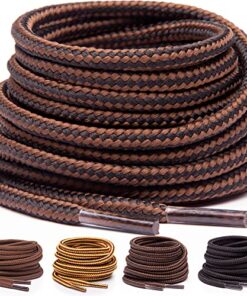 Miscly Round Boot Laces [1 Pair] Heavy Duty and Durable Shoelaces for Boots, Work Boots & Hiking Shoes (54″, Black – Brown Combo)