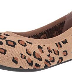 Amazon Essentials Women’s Knit Ballet Flat, Brown/Leopard Print, 9