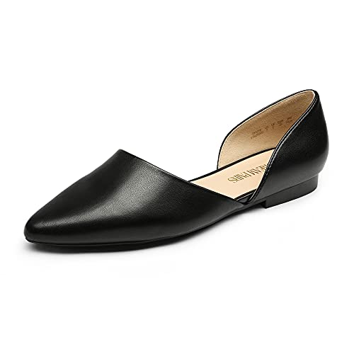DREAM PAIRS Womens Pointed Toe Slip on Elegant Ballet Flat Shoes – Comfortable Flats for Work, Walking & Shopping, Black – 8.5 (DFA216)