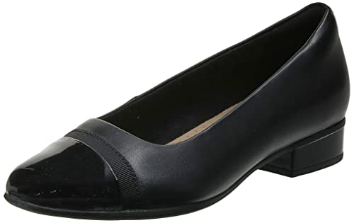 Clarks womens Juliet Monte Pump, Black Leather/Synthetic, 9 Wide US