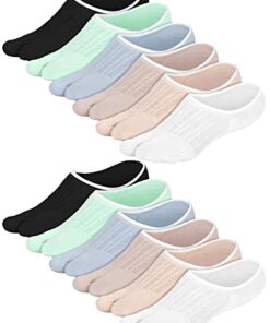 Geyoga 6 Pairs Flip Flop Socks Split Toe Cotton Tabi Socks Low Cut No Show Japanese Style Elastic Short Sandal Sock for Women (Colorful)