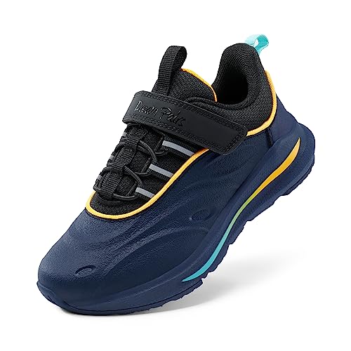 DREAM PAIRS Boys Girls Shoes Kids Tennis Running Athletic Protective Walking Sneakers Durastep Series Dark Blue/Black Size 2 Little Kid SDRS2335K